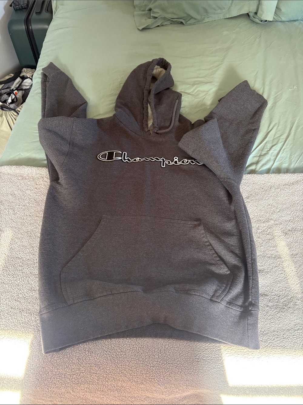 Champion Charcoal Gray Script Logo Pullover Hoodie